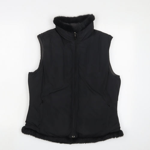 Per Una Womens Black Gilet Jacket Size M Zip - Zip Pockets