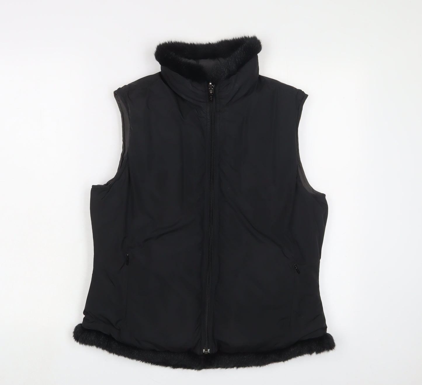 Per Una Womens Black Gilet Jacket Size M Zip - Zip Pockets