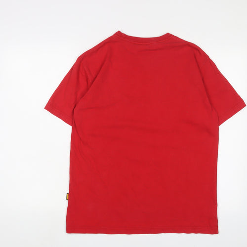 Plain Lazy Mens Red Cotton T-Shirt Size S Crew Neck