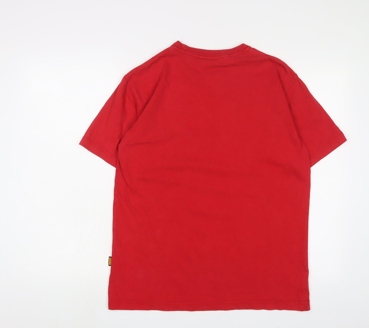 Plain Lazy Mens Red Cotton T-Shirt Size S Crew Neck