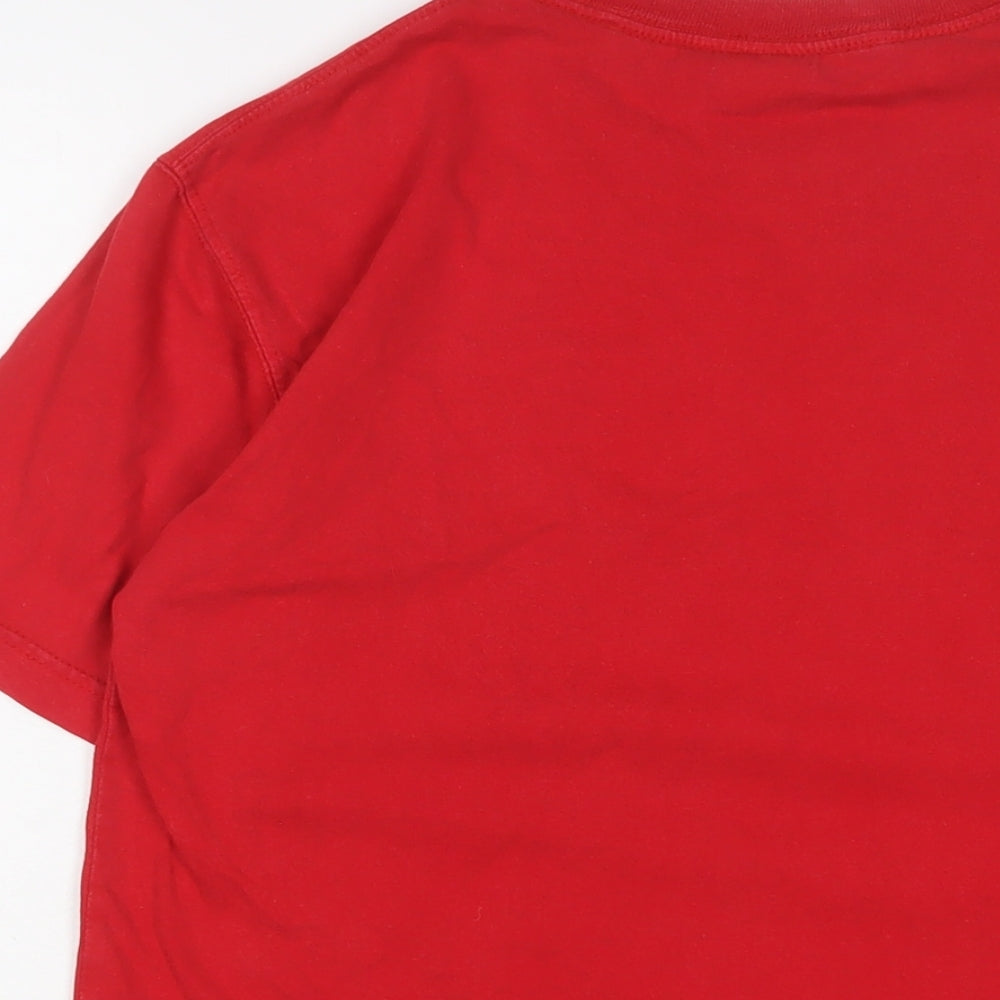 Plain Lazy Mens Red Cotton T-Shirt Size S Crew Neck