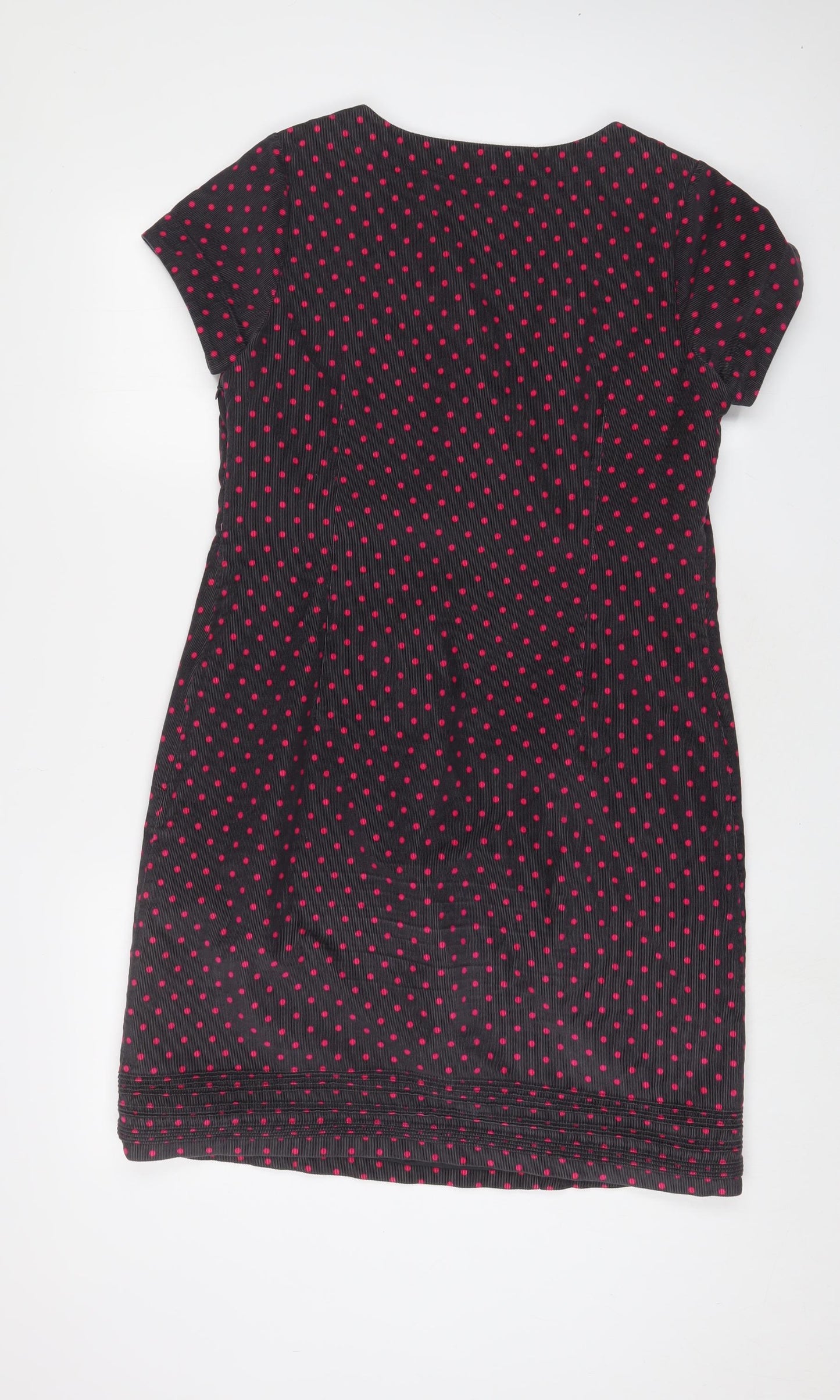 Boden Womens Grey Polka Dot Cotton Sheath Size 12 Scoop Neck Zip