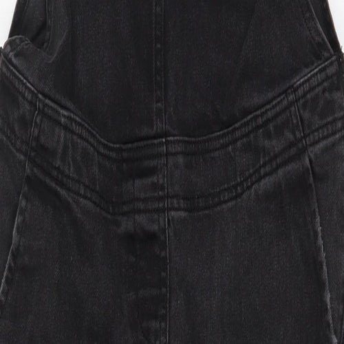 ASOS Womens Black Cotton Dungaree One-Piece Size 10 L29 in Zip