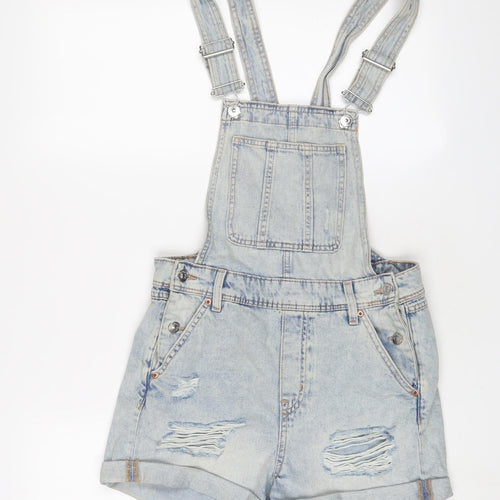 H&M Womens Blue Cotton Dungaree One-Piece Size 6 Button