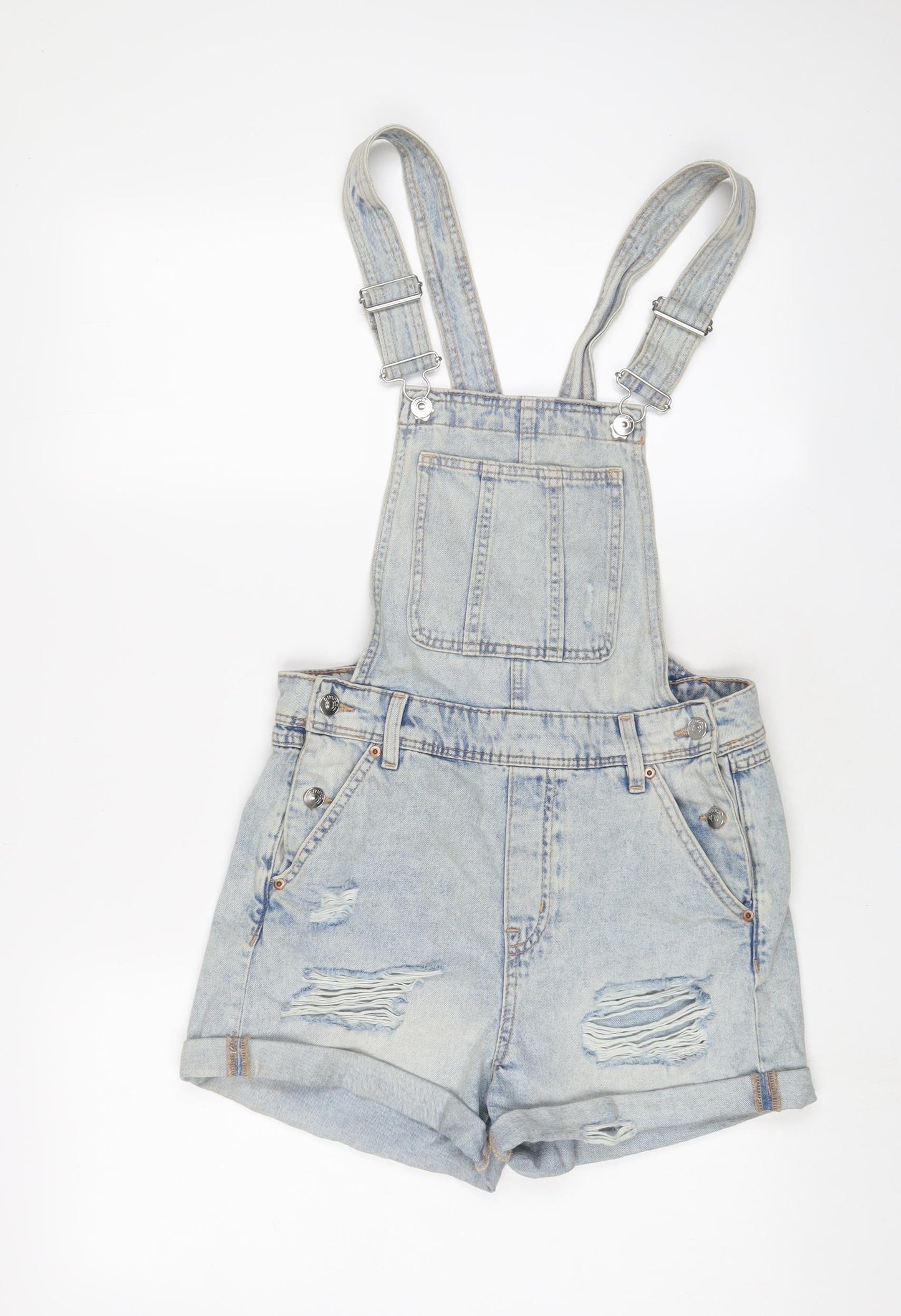 H&M Womens Blue Cotton Dungaree One-Piece Size 6 Button