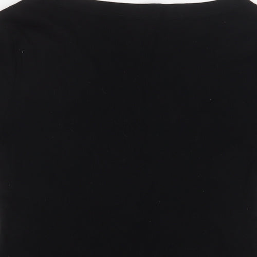 River Island Womens Black Cotton Basic T-Shirt Size 14 V-Neck