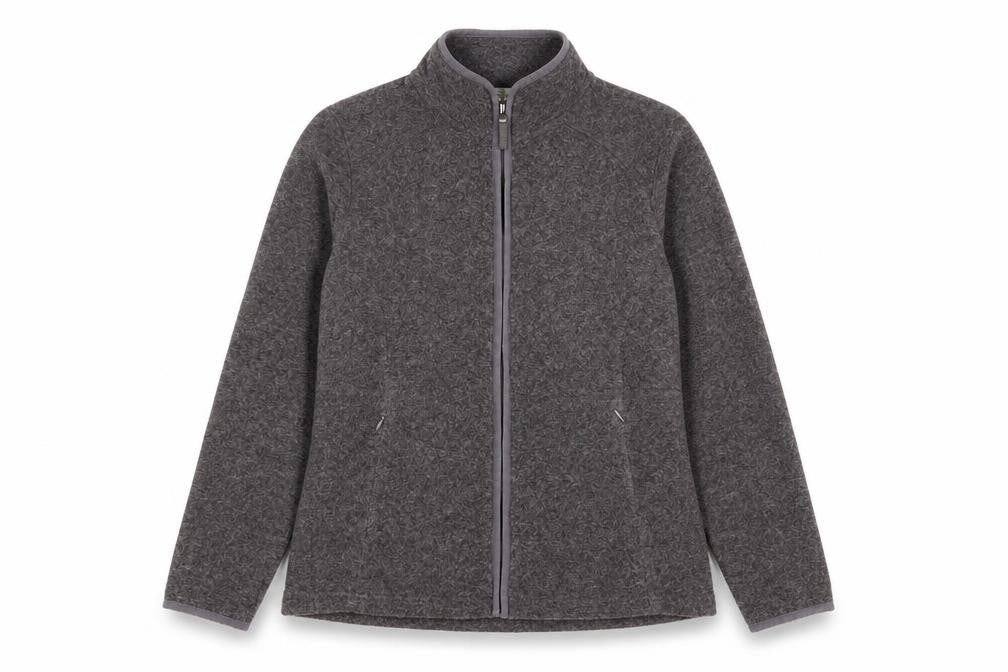 Front view of Marks & Spencer women’s grey jacket, size UK 12, zip
