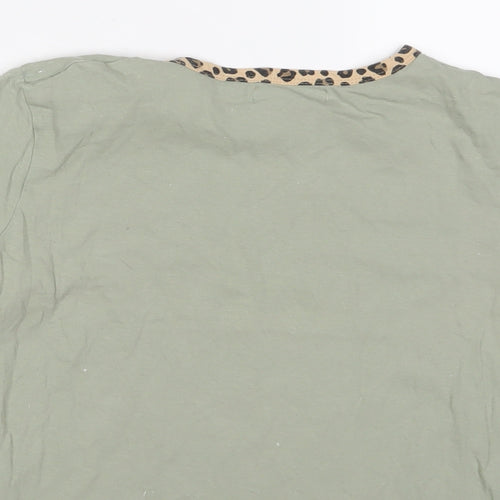 Brave Soul Womens Green Cotton Cropped T-Shirt Size S Crew Neck