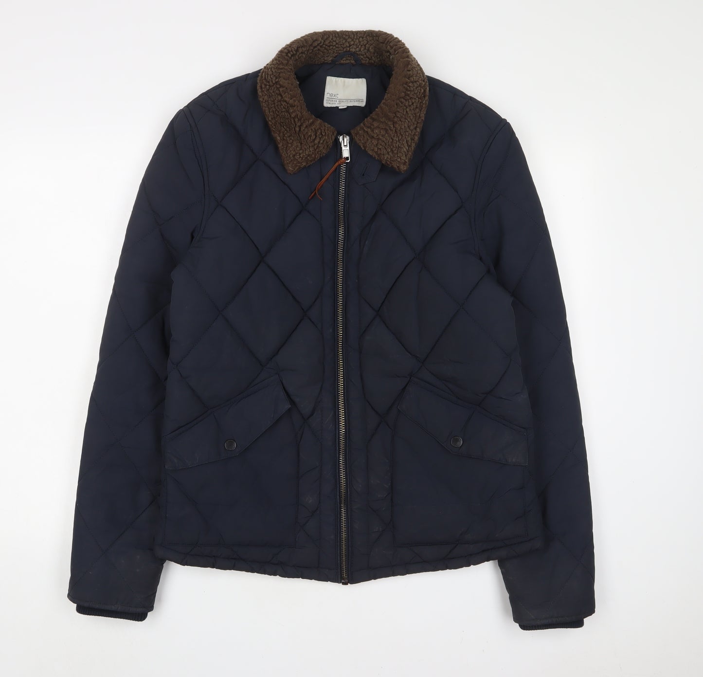 NEXT Mens Blue Quilted Jacket Size M Zip