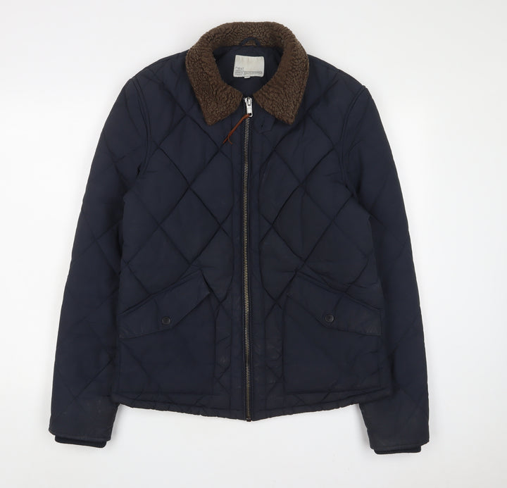 NEXT Mens Blue Quilted Jacket Size M Zip