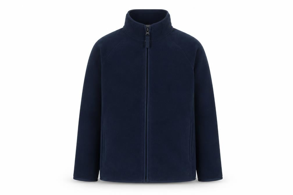 Front view of Goodmove girls’ blue jacket, size 8-9, years zip