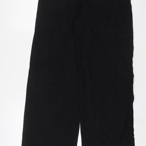 Marks and Spencer Womens Black Linen Trousers Size 10 L33 in Regular Drawstring