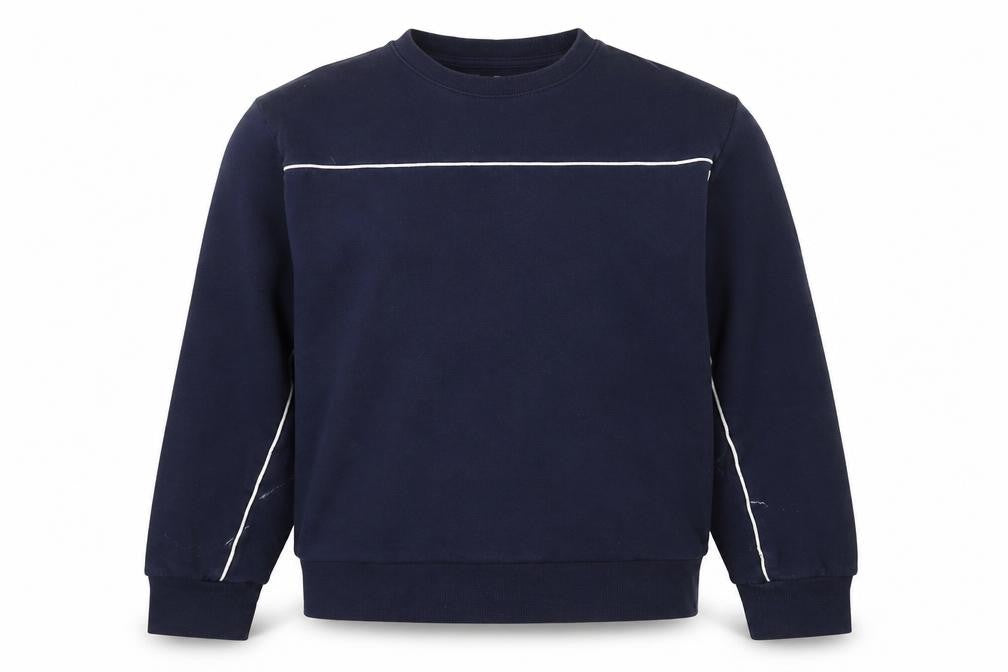 Front view of Topman men’s blue cotton pullover sweatshirt, size S