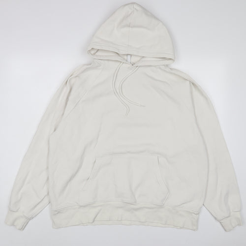 H&M Womens White Cotton Pullover Hoodie Size M Pullover