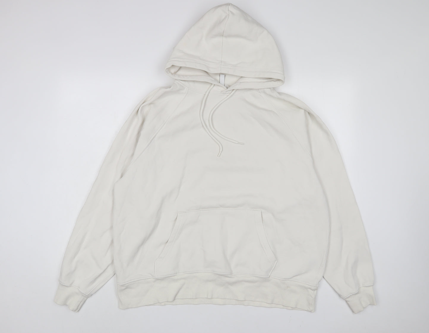 H&M Womens White Cotton Pullover Hoodie Size M Pullover