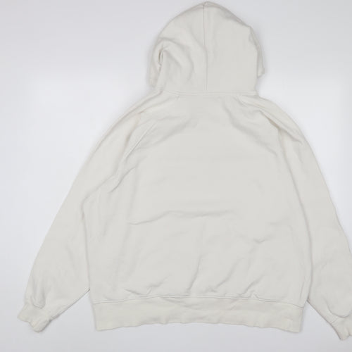 H&M Womens White Cotton Pullover Hoodie Size M Pullover