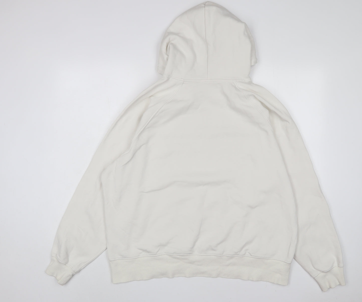 H&M Womens White Cotton Pullover Hoodie Size M Pullover