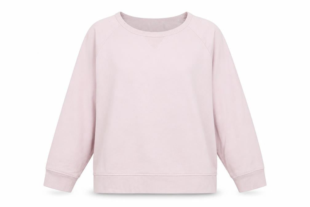 Front view of Gap women’s pink cotton pullover sweatshirt, size L, pullover