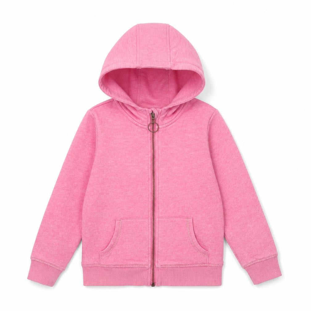 Marks and Spencer Girls Pink Cotton Full Zip Hoodie Size 7-8 Years Zip