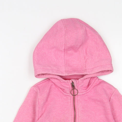 Marks and Spencer Girls Pink Cotton Full Zip Hoodie Size 7-8 Years Zip