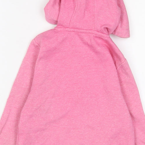 Marks and Spencer Girls Pink Cotton Full Zip Hoodie Size 7-8 Years Zip