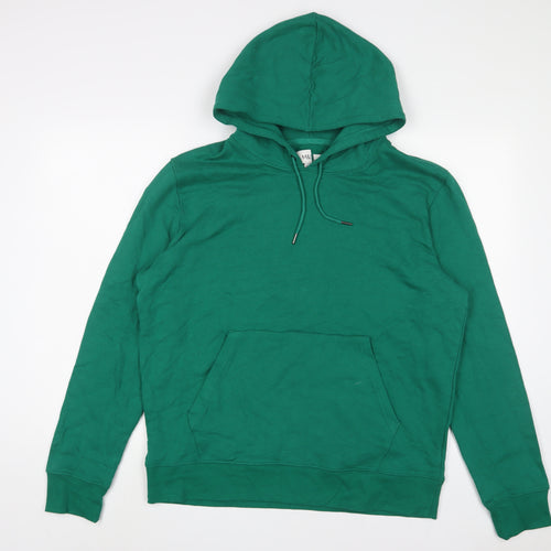 Marks and Spencer Mens Green Cotton Pullover Hoodie Size L