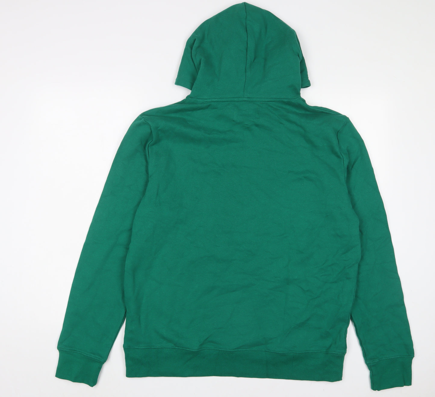 Marks and Spencer Mens Green Cotton Pullover Hoodie Size L