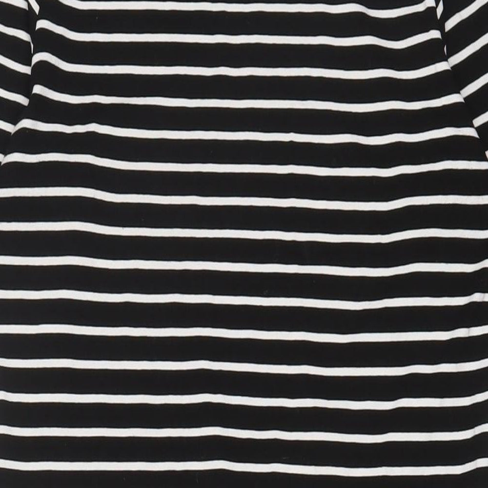 Dorothy Perkins Womens Black Striped Viscose Bodycon Size 16 Boat Neck Pullover