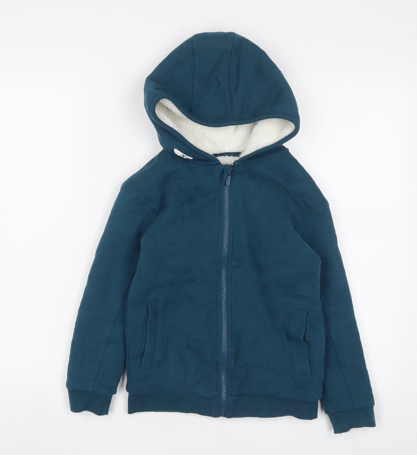 John Lewis Boys Blue Cotton Full Zip Hoodie Size 8 Years Zip