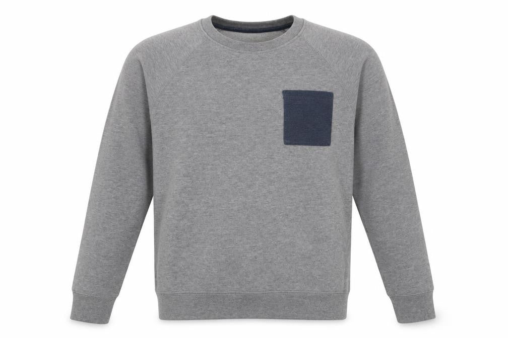 Front view of Topman men’s grey cotton pullover sweatshirt, size S