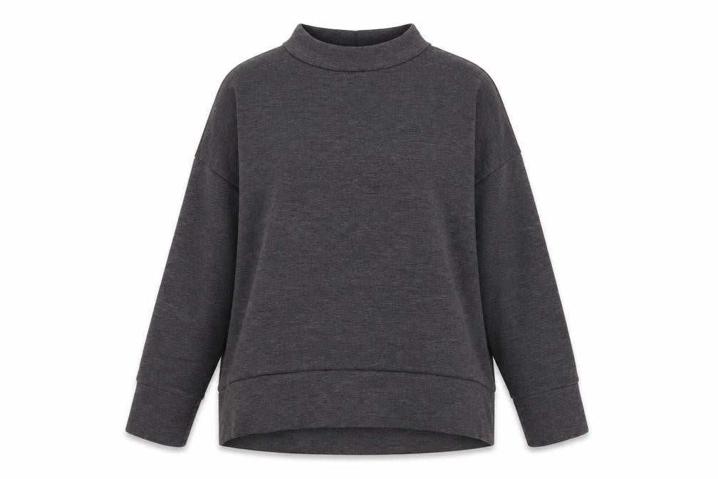 Front view of New Look women’s grey polyester pullover sweatshirt, size UK 12, pullover