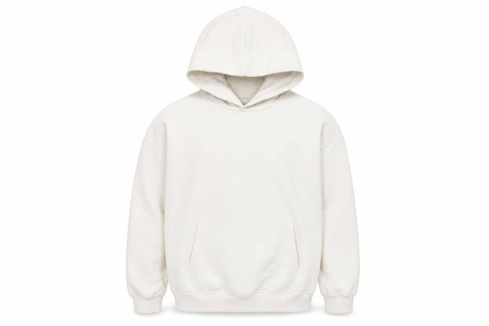 Front view of Marks & Spencer boys’ white cotton pullover hoodie, size 10-11, years pullover