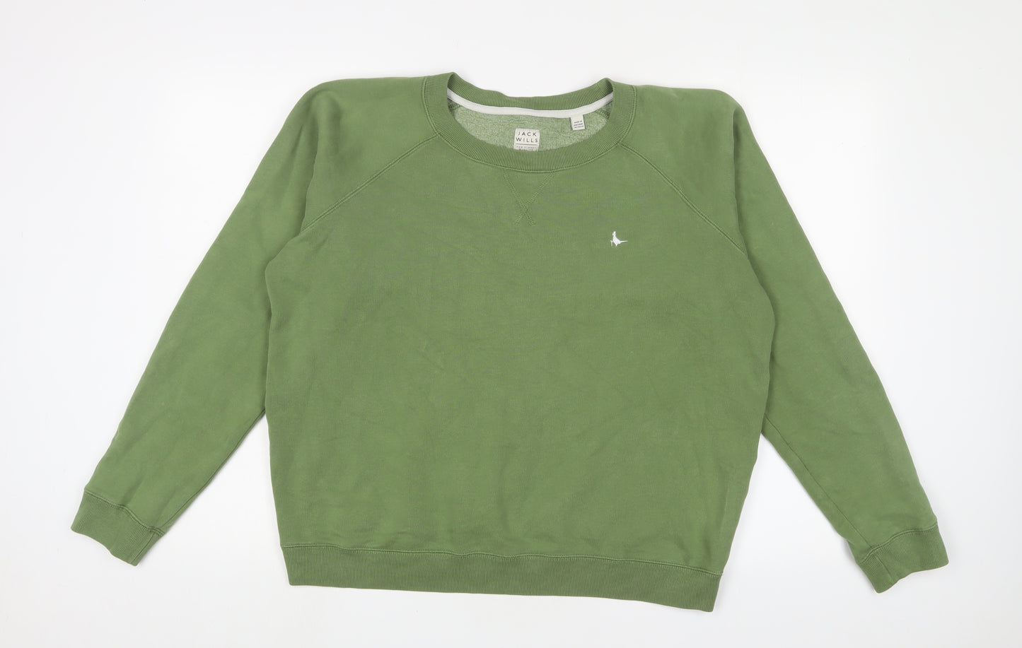 Jack Wills Womens Green Cotton Pullover Sweatshirt Size 14 Pullover - Logo, Embroidered