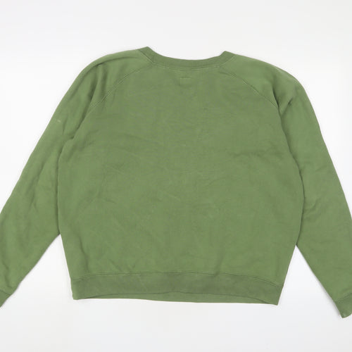 Jack Wills Womens Green Cotton Pullover Sweatshirt Size 14 Pullover - Logo, Embroidered