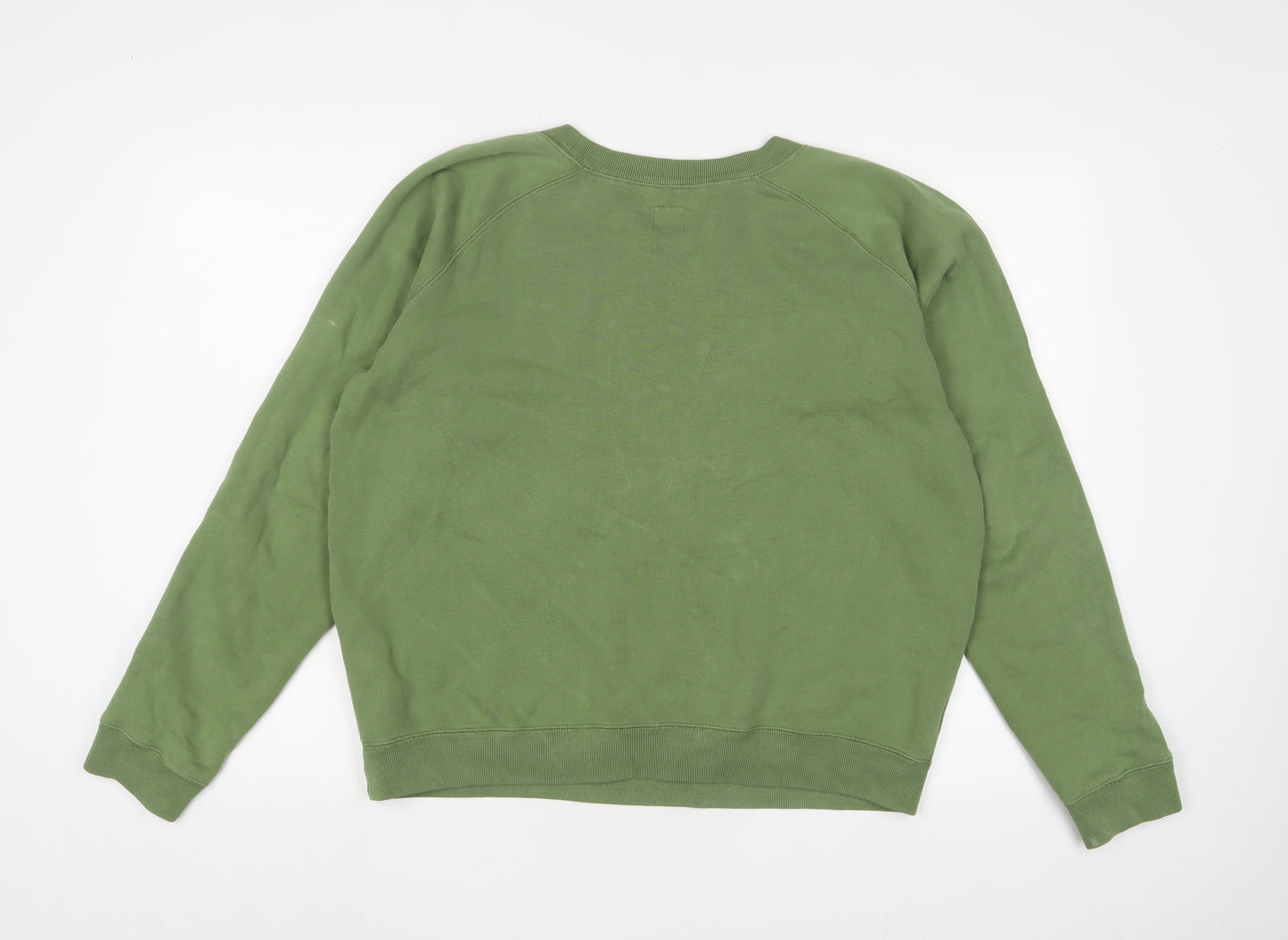 Jack Wills Womens Green Cotton Pullover Sweatshirt Size 14 Pullover - Logo, Embroidered