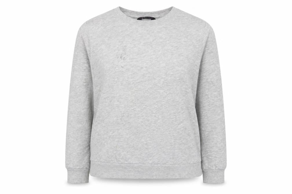 Front view of Marks & Spencer women’s grey cotton pullover sweatshirt, size UK 14, pullover