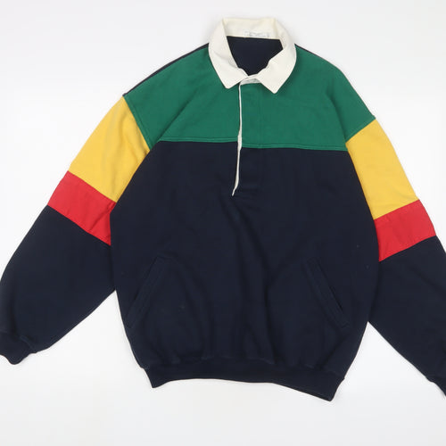 St Michael Mens Multicoloured Cotton Pullover Sweatshirt Size M - Vintage
