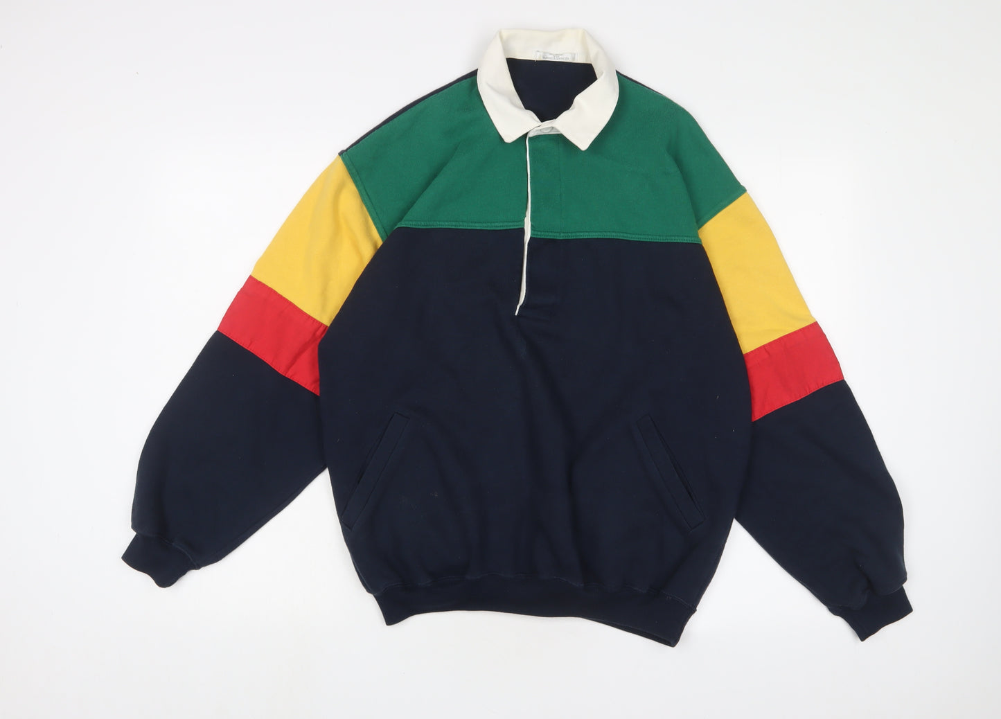 St Michael Mens Multicoloured Cotton Pullover Sweatshirt Size M - Vintage