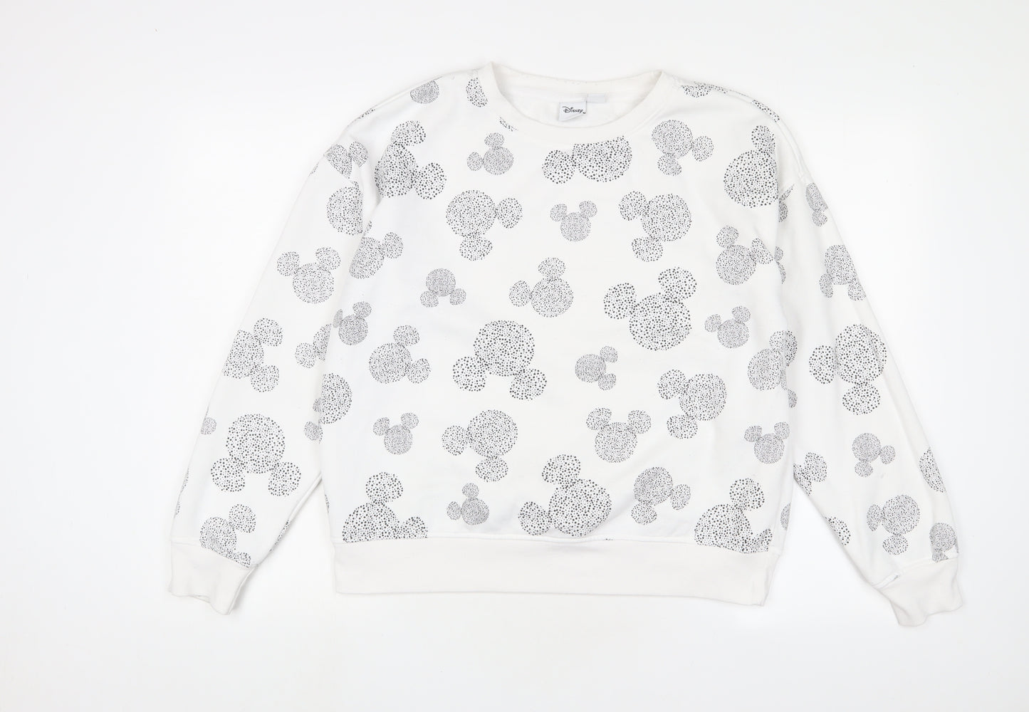 Disney Womens White Geometric Cotton Pullover Sweatshirt Size S Pullover - Mickey Mouse