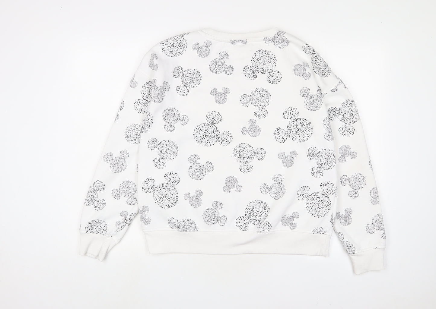 Disney Womens White Geometric Cotton Pullover Sweatshirt Size S Pullover - Mickey Mouse