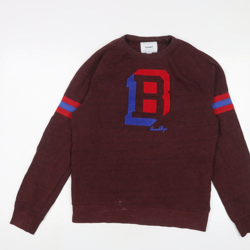 Old Navy Mens Red Cotton Pullover Sweatshirt Size S - Logo, Embroidered