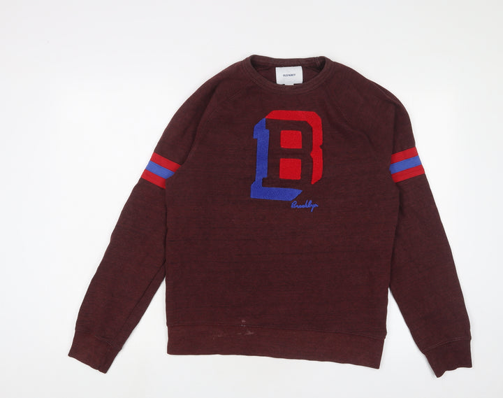 Old Navy Mens Red Cotton Pullover Sweatshirt Size S - Logo, Embroidered