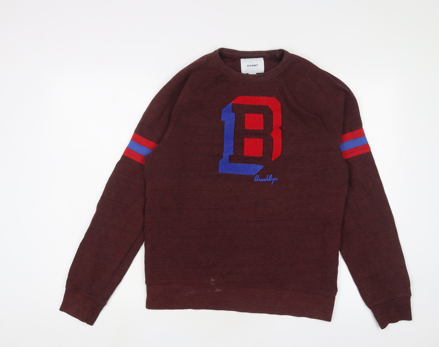 Old Navy Mens Red Cotton Pullover Sweatshirt Size S - Logo, Embroidered