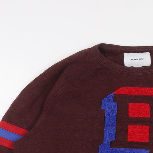 Old Navy Mens Red Cotton Pullover Sweatshirt Size S - Logo, Embroidered