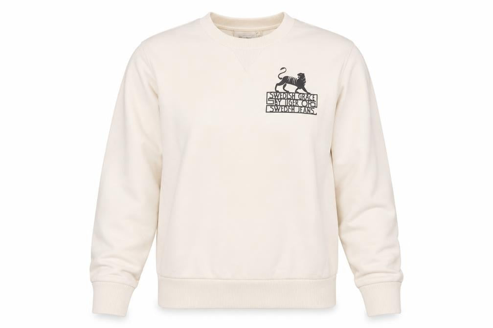 Front view of Tiger of Sweden women’s white cotton pullover sweatshirt, size S, pullover