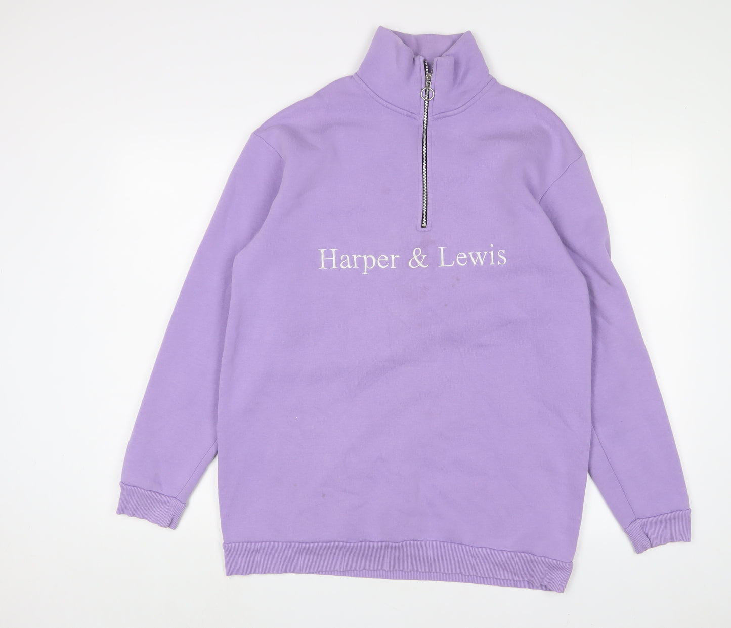 Harper & Lewis Womens Purple Cotton Pullover Sweatshirt Size S Zip - Logo, Embroidered