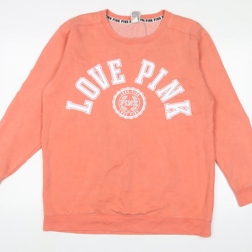 PINK Womens Pink Cotton Pullover Sweatshirt Size L Pullover - Logo