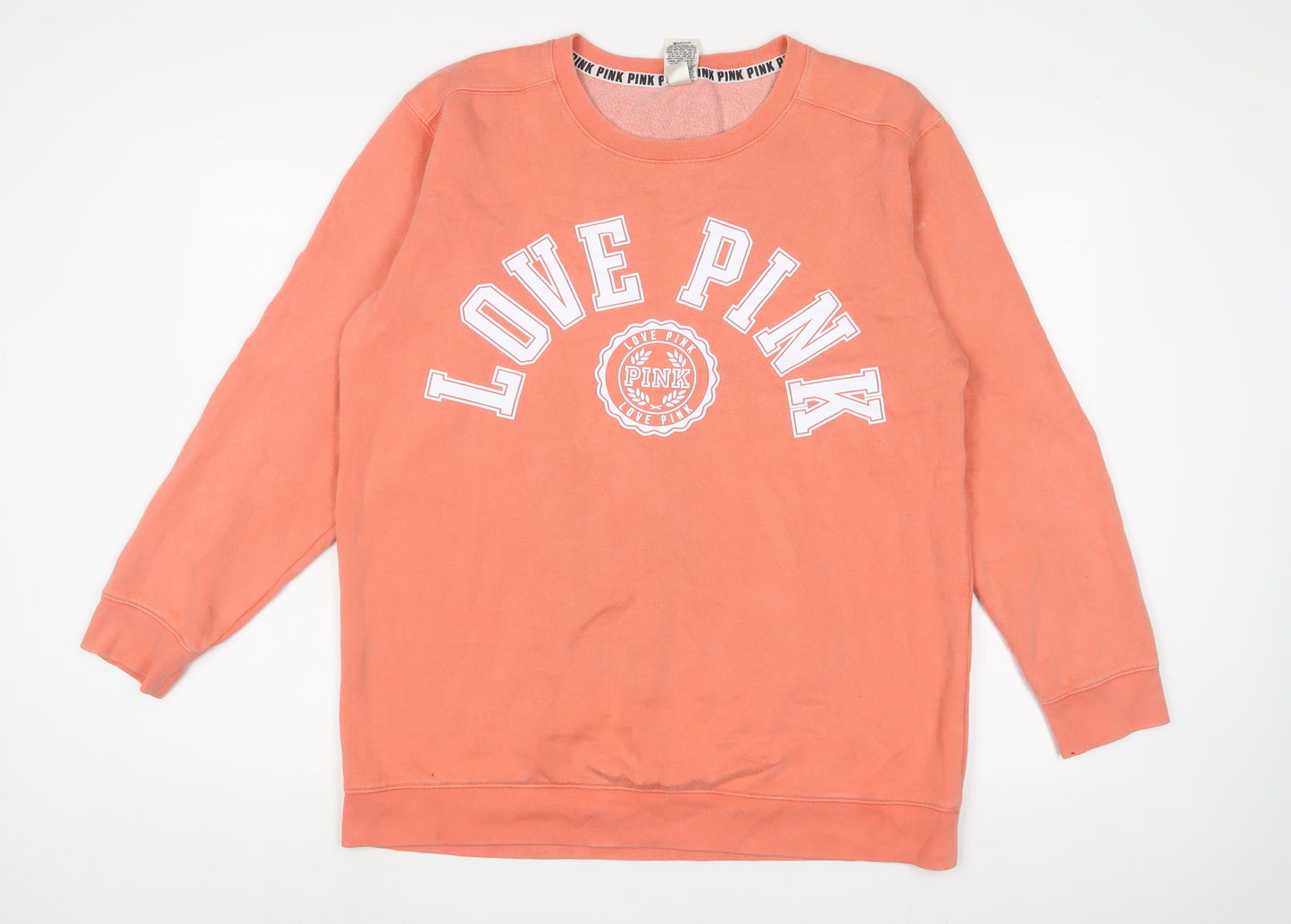 PINK Womens Pink Cotton Pullover Sweatshirt Size L Pullover - Logo