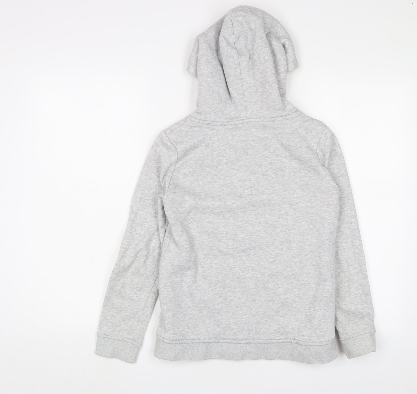 MANTARAY PRODUCTS Girls Grey Cotton Full Zip Hoodie Size 11-12 Years Zip - Embroidered