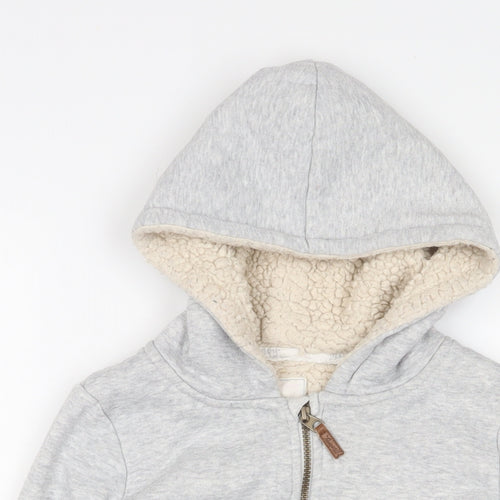 MANTARAY PRODUCTS Girls Grey Cotton Full Zip Hoodie Size 11-12 Years Zip - Embroidered